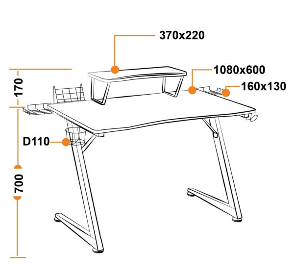 Стол компьютерный «Cyber-5» (чёрный/красный) фото № 6