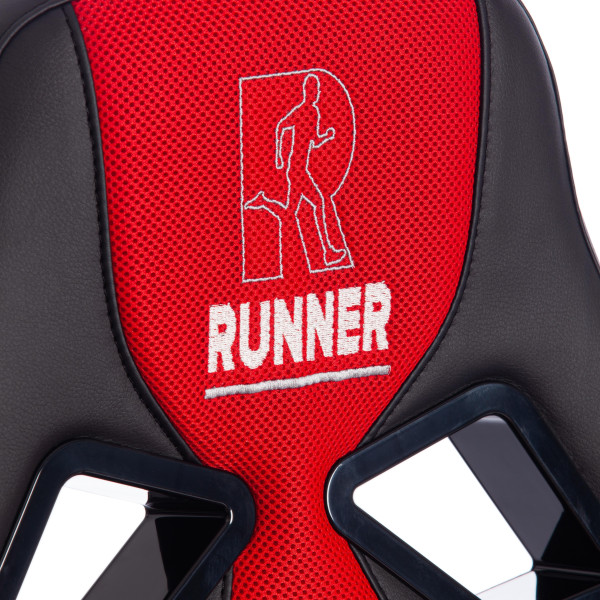 Кресло компьютерное «Ранер» (Runner) (Искусственная черная кожа + красная сетка) фото № 10