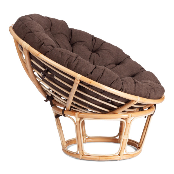 Кресло из ротанга «Папасан» (Papasan 23/01 Natural натуральный) + Подушка (ткань коричневая) фото № 2