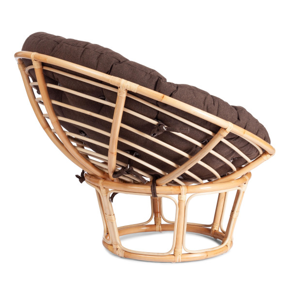 Кресло из ротанга «Папасан» (Papasan 23/01 Natural натуральный) + Подушка (ткань коричневая) фото № 3