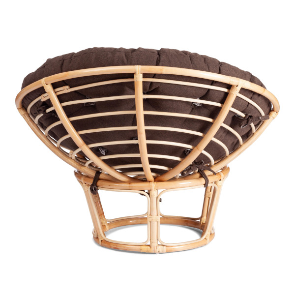 Кресло из ротанга «Папасан» (Papasan 23/01 Natural натуральный) + Подушка (ткань коричневая) фото № 4