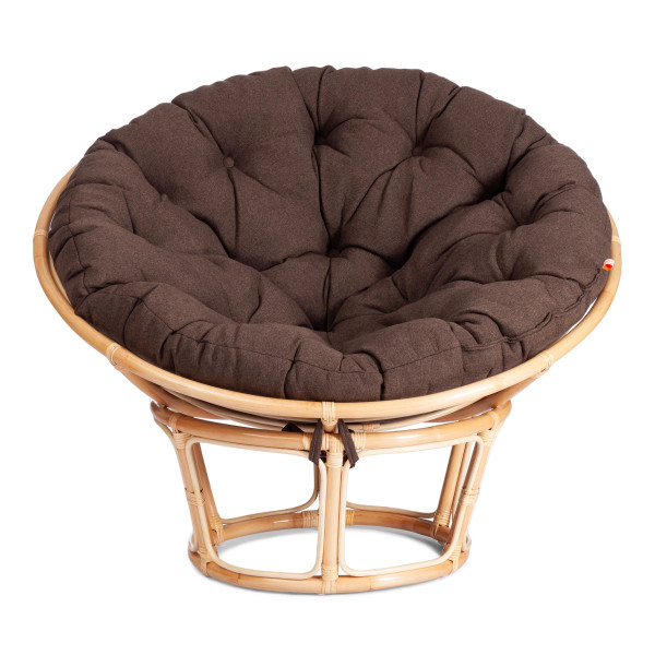Кресло из ротанга «Папасан» (Papasan 23/01 Natural натуральный) + Подушка (ткань коричневая) фото № 5