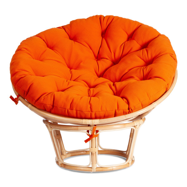 Кресло из ротанга «Папасан» (Papasan 23/01 Natural натуральный) + Подушка (ткань оранжевая) фото № 5