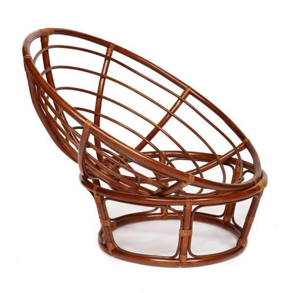 Кресло из ротанга «Папасан» (Papasan 23/01 Pecan орех) + Подушка (ткань оранжевая) фото № 2