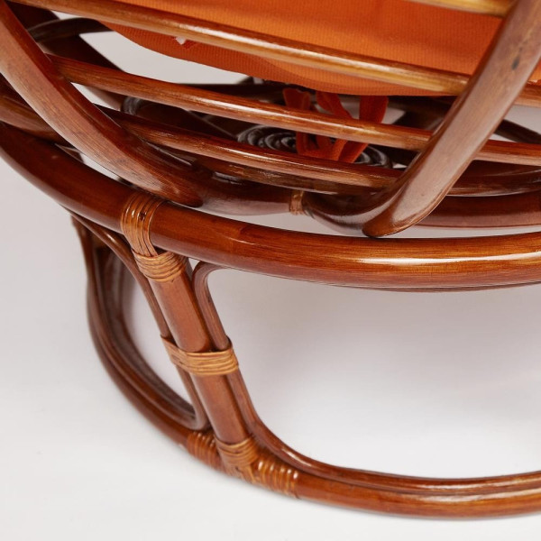 Кресло из ротанга «Папасан» (Papasan 23/01 Pecan орех) + Подушка (ткань оранжевая) фото № 5