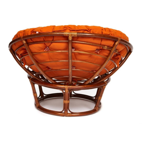 Кресло из ротанга «Папасан» (Papasan 23/01 Pecan орех) + Подушка (ткань оранжевая) фото № 6