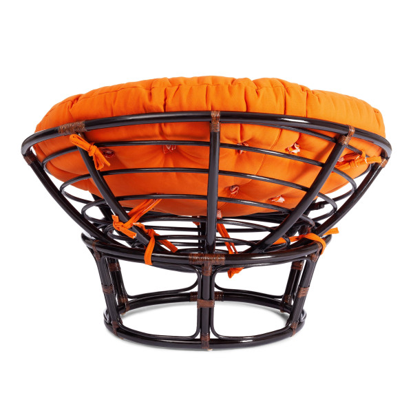 Кресло из ротанга «Папасан» (Papasan 23/01 Antique brown античный чёрно-коричневый) + Подушка (ткань оранжевая) фото № 4