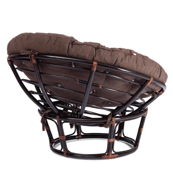 Кресло из ротанга «Папасан» (Papasan 23/01 Antique brown античный чёрно-коричневый) + Подушка (ткань коричневая) фото № 3
