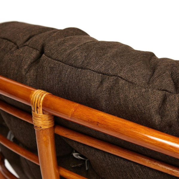 Кресло-качалка плетёное из ротанга «Папасан» (Papasan 23/01B Cognac коньяк) + подушка (ткань коричневая) фото № 7