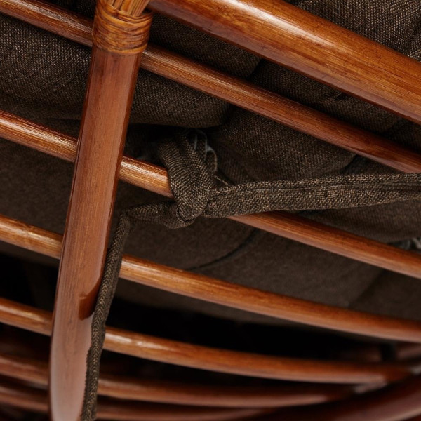 Кресло-качалка плетёное из ротанга «Папасан» (Papasan 23/01B Pecan орех) + Подушка (ткань коричневая) фото № 3