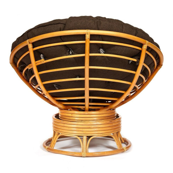 Кресло-качалка плетёное из ротанга «Папасан» (Papasan 23/01B Honey мёд) + Подушка (ткань коричневая) фото № 8