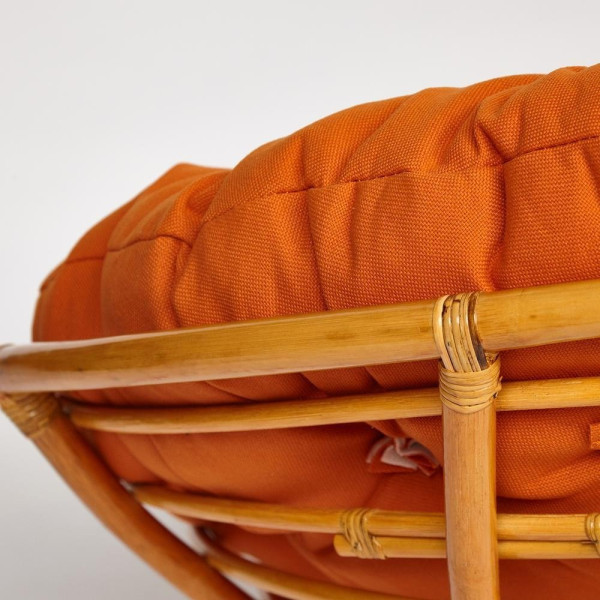 Кресло-качалка плетёное из ротанга «Папасан» (Papasan 23/01B Honey мёд) + Подушка (ткань оранжевая) фото № 8