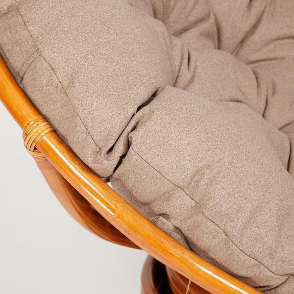 Кресло-качалка плетёное из ротанга «Папасан» (Papasan 23/01B Cognac коньяк) + Подушка (экошерсть коричневая) фото № 6