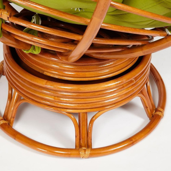 Кресло-качалка плетёное из ротанга «Папасан» (Papasan 23/01B Cognac коньяк) + Подушка (флок олива) фото № 11