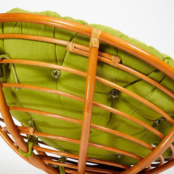 Кресло-качалка плетёное из ротанга «Папасан» (Papasan 23/01B Cognac коньяк) + Подушка (флок олива) фото № 12