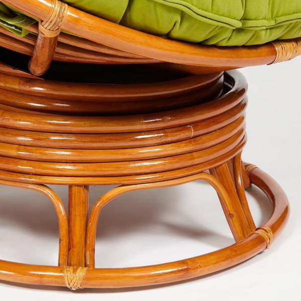 Кресло-качалка плетёное из ротанга «Папасан» (Papasan 23/01B Cognac коньяк) + Подушка (флок олива) фото № 3
