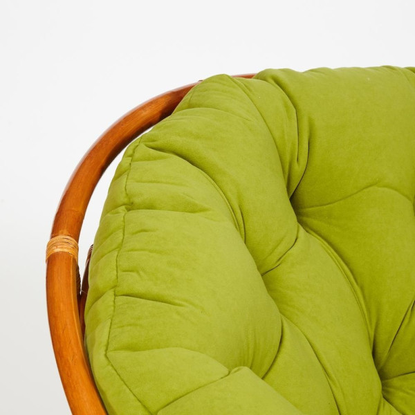 Кресло-качалка плетёное из ротанга «Папасан» (Papasan 23/01B Cognac коньяк) + Подушка (флок олива) фото № 7