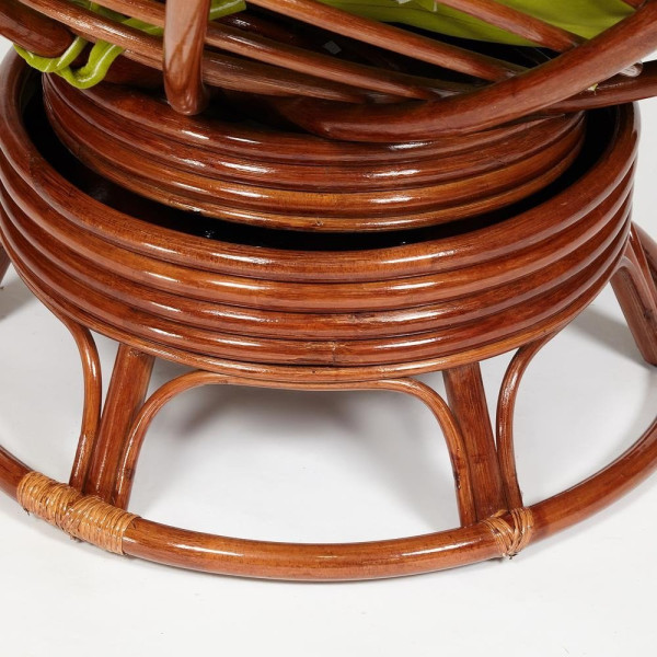 Кресло-качалка плетёное из ротанга «Папасан» (Papasan 23/01B Pecan орех) + Подушка (флок олива) фото № 7