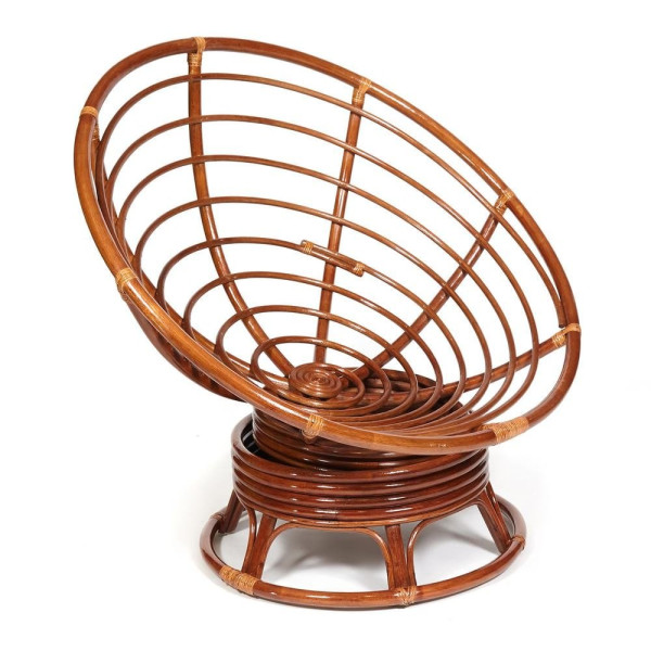 Кресло-качалка плетёное из ротанга «Папасан» (Papasan 23/01B Pecan орех) + Подушка (экошерсть коричневая) фото № 10