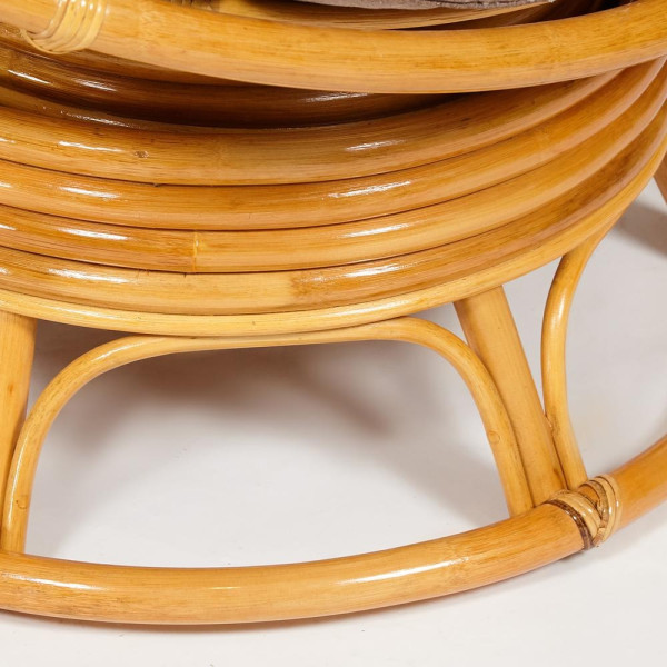 Кресло-качалка плетёное из ротанга «Папасан» (Papasan 23/01B Honey мёд) + Подушка (экошерсть коричневая) фото № 2