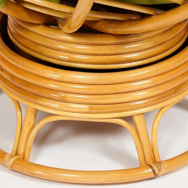 Кресло-качалка плетёное из ротанга «Папасан» (Papasan 23/01B Honey мёд) + Подушка (флок олива) фото № 5