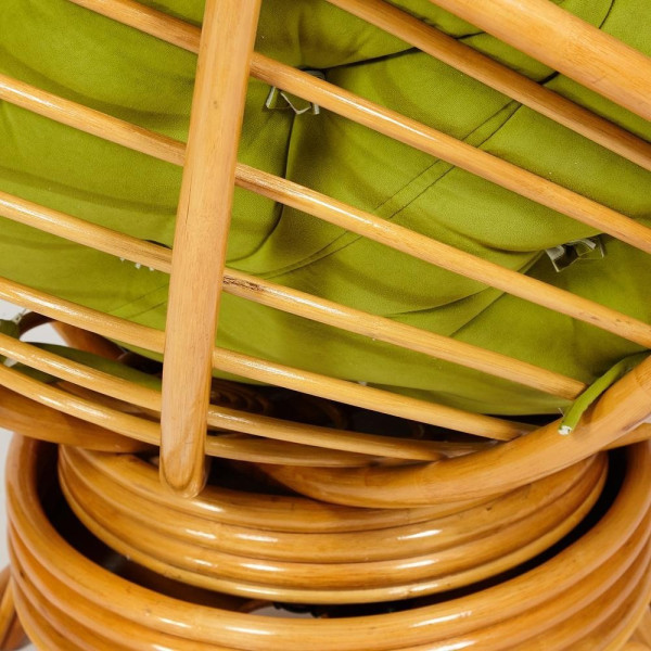 Кресло-качалка плетёное из ротанга «Папасан» (Papasan 23/01B Honey мёд) + Подушка (флок олива) фото № 7