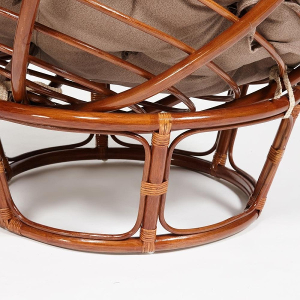 Кресло из ротанга «Папасан» (Papasan 23/01 Pecan орех) + Подушка (экошерсть коричневая) фото № 6