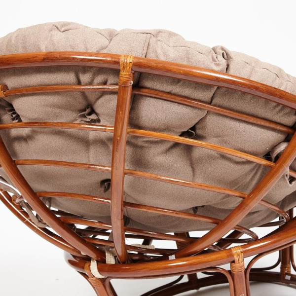 Кресло из ротанга «Папасан» (Papasan 23/01 Pecan орех) + Подушка (экошерсть коричневая) фото № 7