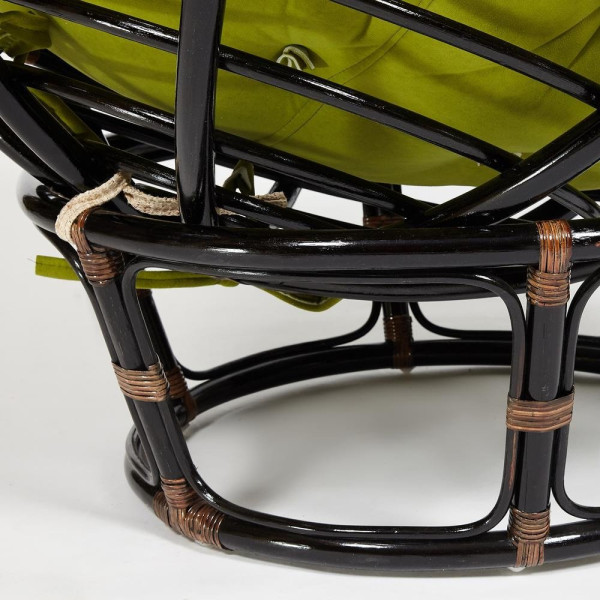 Кресло из ротанга «Папасан» (Papasan 23/01 Antique brown античный чёрно-коричневый) + Подушка (флок олива) фото № 8
