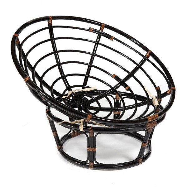 Кресло из ротанга «Папасан» (Papasan 23/01 Antique brown античный чёрно-коричневый) + Подушка (флок олива) фото № 9