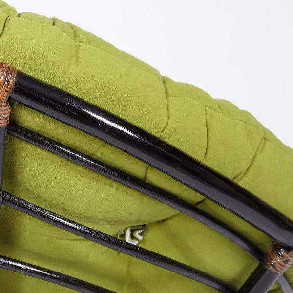 Кресло-качалка плетёное из ротанга «Папасан» (Papasan 23/01B Antique brown античный чёрно-коричневый) + Подушка (флок олива) фото № 9