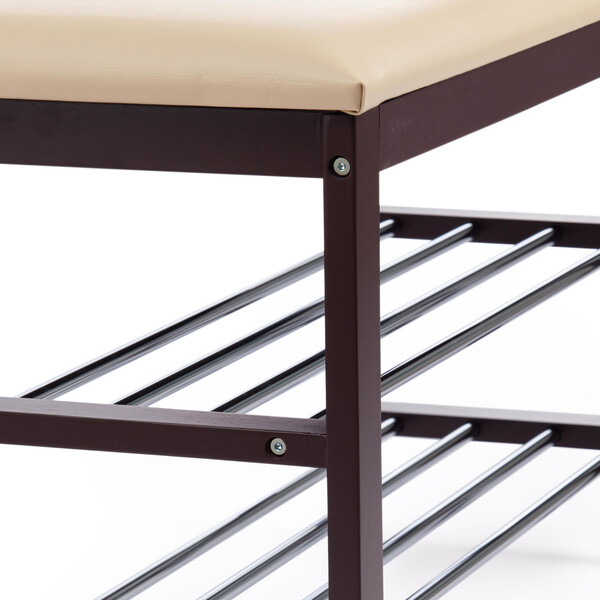 Обувница-скамья SR-0628 (Искусственная бежевая кожа) фото № 4