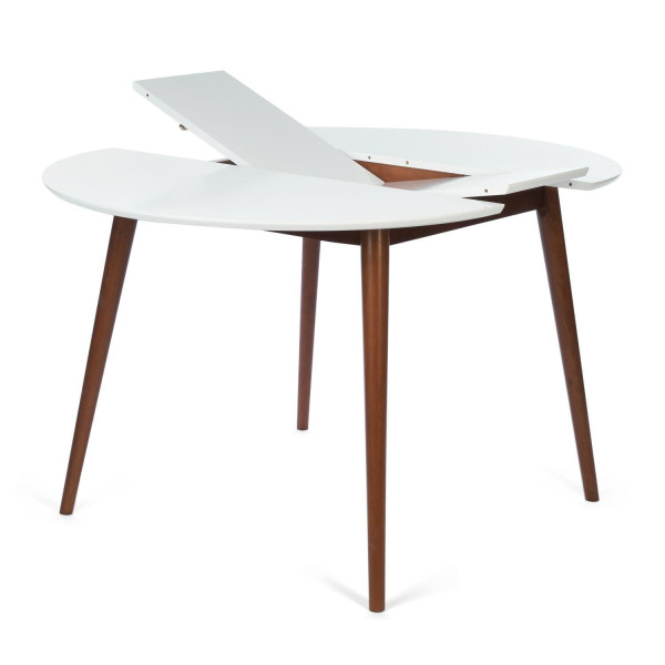 Стол круглый раскладной обеденный «Bosco» (белый+коричневый) фото № 4