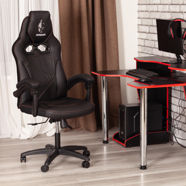 Кресло компьютерное «Arena» (черный/черный кож/зам) фото № 19