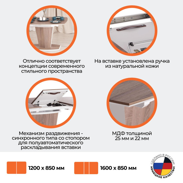 Стол FANCY Дуб трюфель/Белый фото № 16