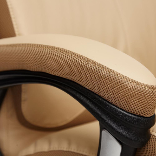 Кресло офисное TetChair «Duke» (Искусств. бежевая кожа + бронзовая сетка) фото № 8