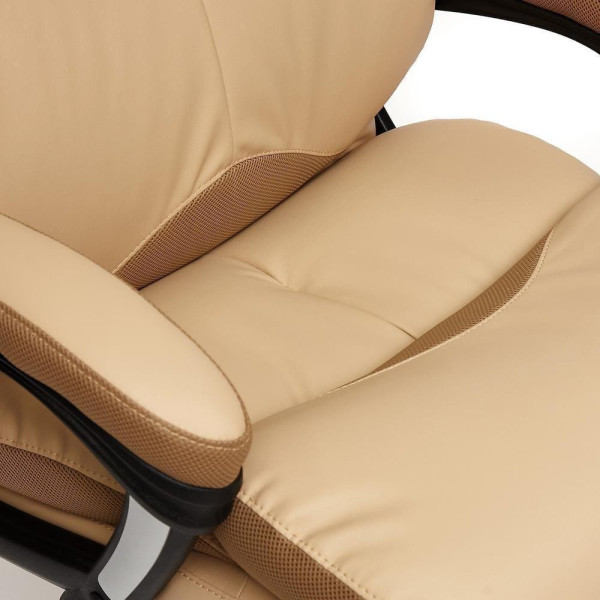 Кресло офисное TetChair «Duke» (Искусств. бежевая кожа + бронзовая сетка) фото № 6