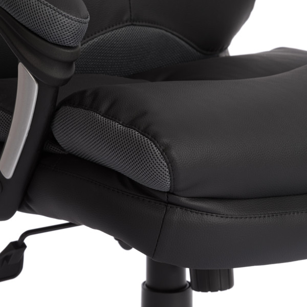 Кресло офисное TetChair «Duke» (Искусств. чёрн. кожа + серая сетка) фото № 7