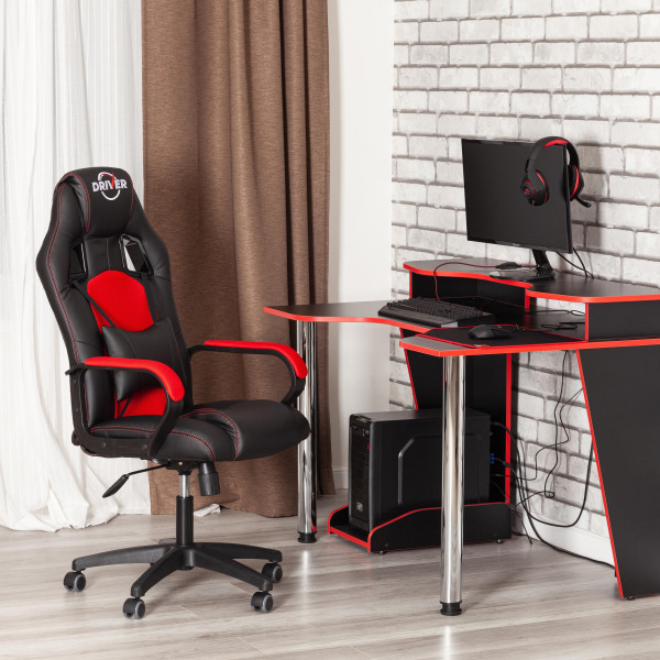 Кресло DRIVER (22) (кож/зам/ткань, черный/красный, 36-6/TW-08) фото № 19