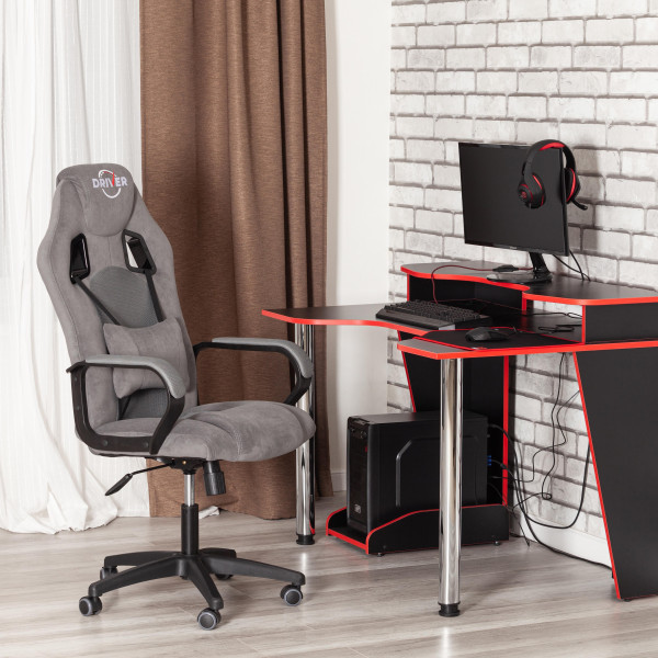 Кресло DRIVER (22) (флок/ткань, серый/серый, 29/TW-12) фото № 20