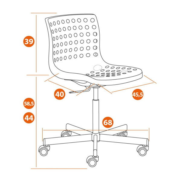Офисное кресло SKALBERG OFFICE (mod. C-084-B) металл/пластик, 46 х 59 х 75-90 см, White (белый) фото № 12