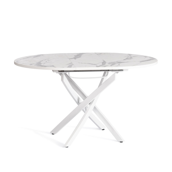 Стол MANZANA ЛДСП/HPL/металл, 100 х 100+30 х 75 см, Мрамор светлый/чёрный фото № 6