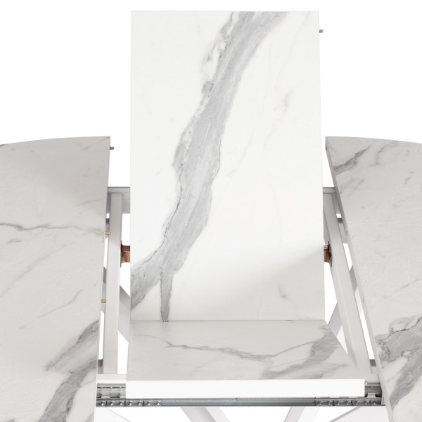 Стол MANZANA ЛДСП/HPL/металл, 100 х 100+30 х 75 см, Мрамор светлый/чёрный фото № 8