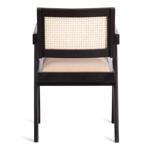 Стул с подлокотником Secret de Maison BLACK LABEL (mod. SL-1101) дерево манго/ткань/тростник, 51х54х79 см, черный/натуральный фото № 4