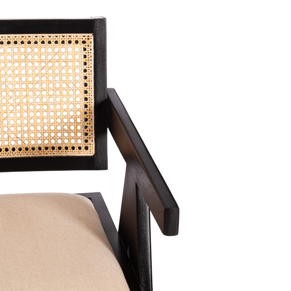 Стул с подлокотником Secret de Maison BLACK LABEL (mod. SL-1101) дерево манго/ткань/тростник, 51х54х79 см, черный/натуральный фото № 9