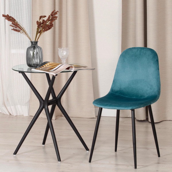 Стул BREEZE (mod. 4724) вельвет/металл, 44 х 53 х 87 см, Light pale green (тёмно-бирюзовый ) HLR60 / черный фото № 9