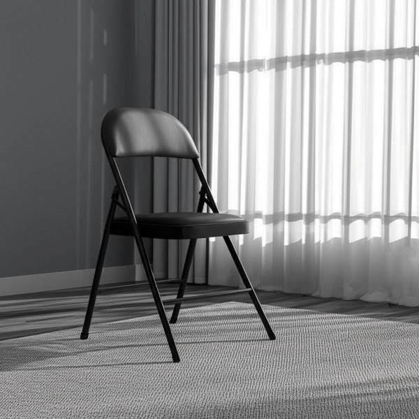 Стул складной FOLDER (mod. 3022G) каркас: металл, сиденье/спинка: экокожа, 46.5 х 47.5 х 79 см, black (черный) / black (черный) фото № 12