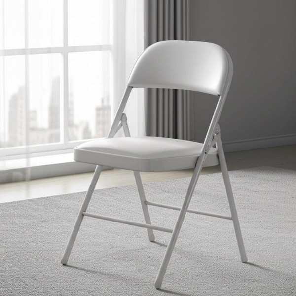 Стул складной FOLDER (mod. 3022G) каркас: металл, сиденье/спинка: экокожа, 46.5 х 47.5 х 79 см, white (белый) / white (белый) фото № 11
