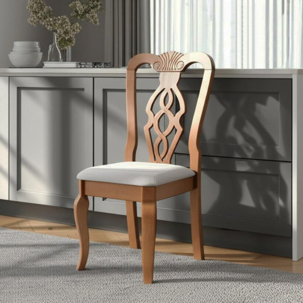 Стул - Афродита/ Aphrodite дерево гевея, 46х54х99см, Espresso (дуб в красноту), ткань кремовая с рисунком (А04) фото № 9