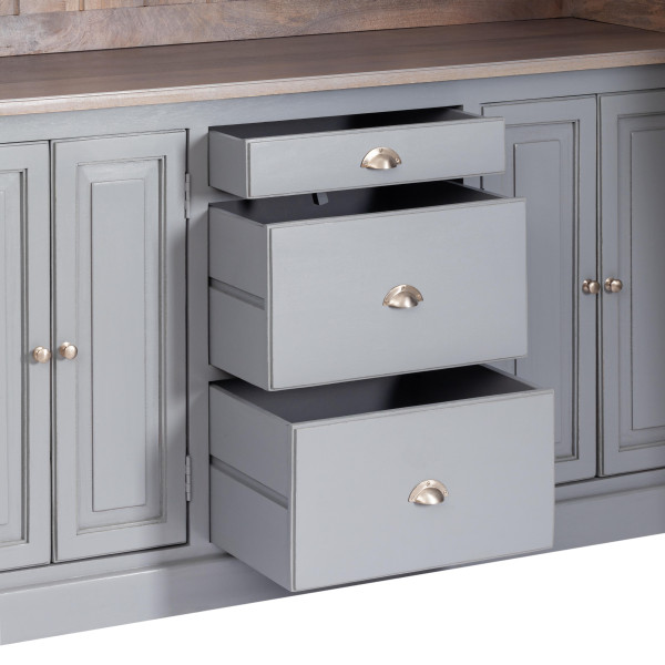 Буфет Secret De Maison BRIGHTON ( mod.OD-004 ) дерево акации/дерево манго/МДФ, 180х45х200 см, Antique grey/grey wash фото № 6